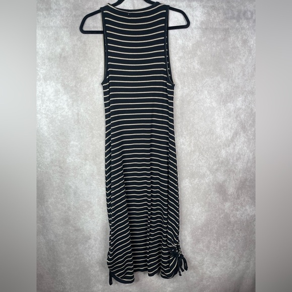 Proenza Schouler White Label Striped Ribbed-Knit Sleeveless Dress In Black Sz L - Picture 6 of 10
